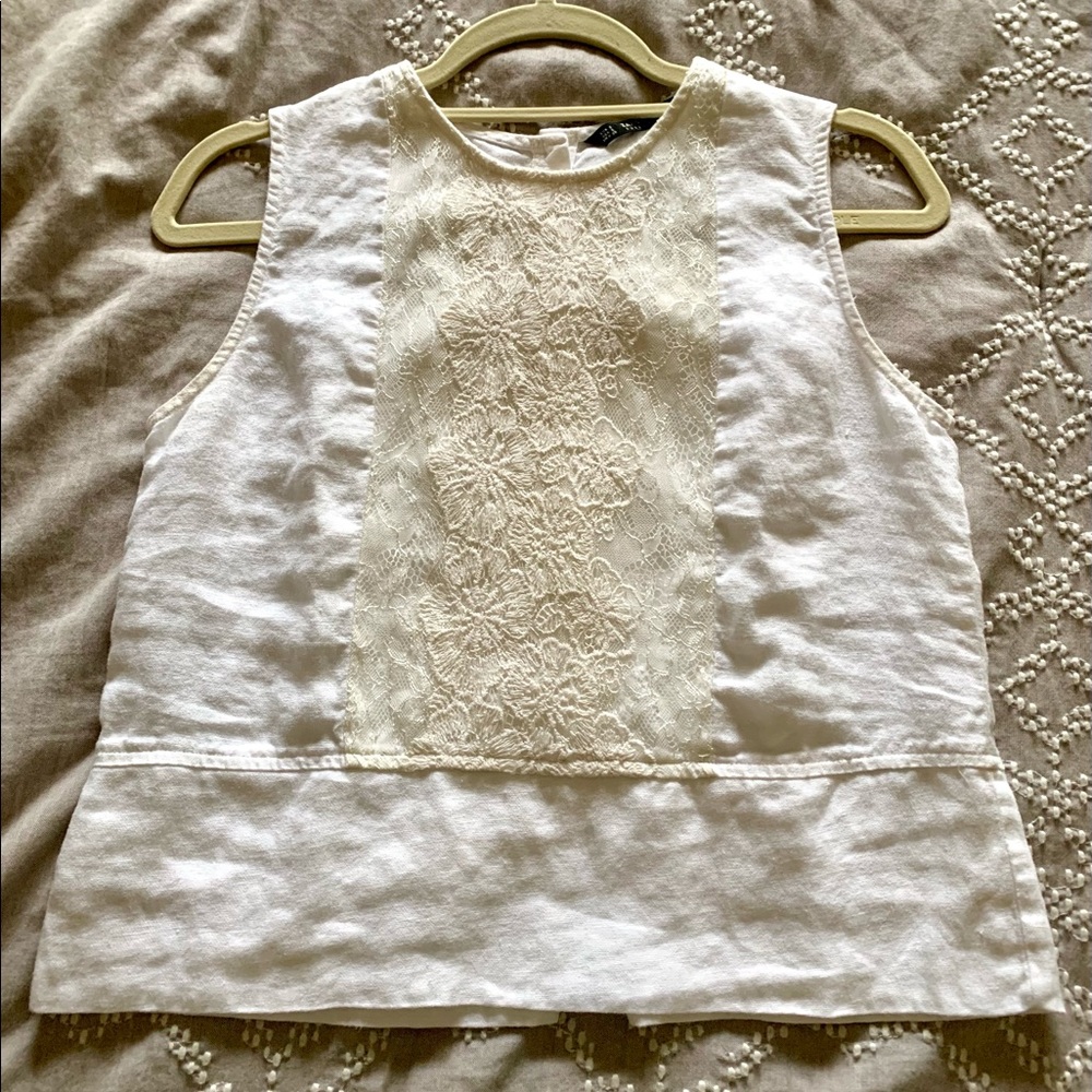 EUC ZARA BASIC linen blend top - Picture 6 of 8